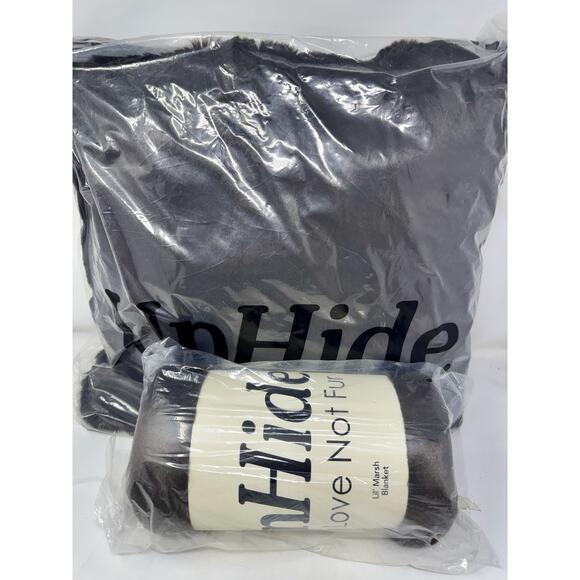 Unhide Faux Fur Bundle New Small Blanket And 20x20 Chocolate Pillow -Ship Fast - Picture 5 of 9